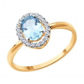 Золотое кольцо Diamant с топазом и фианитом 51-310-02049-1 фото