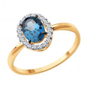 Золотое кольцо Diamant с фианитом и Лондон топазом 51-310-02049-2 фото