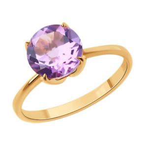 Золотое кольцо Diamant с аметистом и эмалью 51-310-02058-4 фото