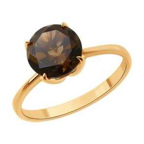 Золотое кольцо Diamant с эмалью и раухтопазом 51-310-02058-5 фото