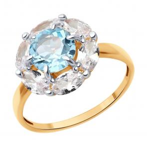 Золотое кольцо Diamant с топазом и фианитом 51-310-02100-1 фото