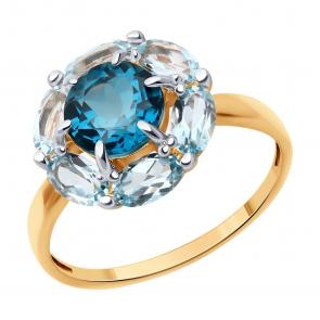 Золотое кольцо Diamant с топазом и Лондон топазом 51-310-02100-5 фото