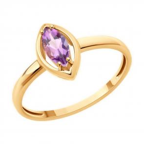 Золотое кольцо Diamant с аметистом 51-310-02110-3 фото