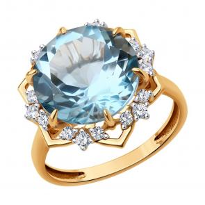 Золотое кольцо Diamant с топазом и фианитом 51-310-02159-1 фото