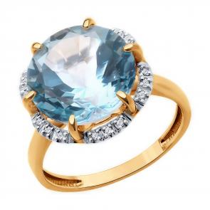 Золотое кольцо Diamant с топазом и фианитом 51-310-02162-1 фото