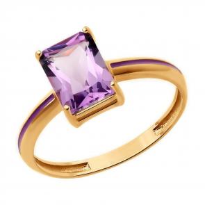 Золотое кольцо Diamant с аметистом и эмалью 51-310-02171-3 фото