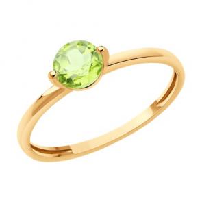 Золотое кольцо Diamant с хризолитом 51-310-02196-4 фото