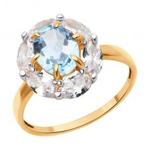 Золотое кольцо Diamant с топазом и фианитом 51-310-02291-1 фото