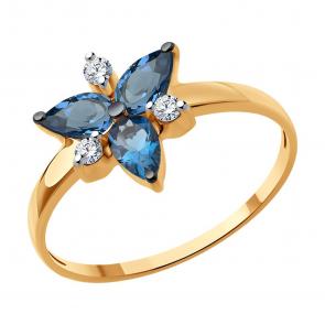 Золотое кольцо Diamant с фианитом и Лондон топазом 51-310-02329-2 фото