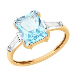 Золотое кольцо Diamant с топазом и фианитом 51-310-02433-1 фото