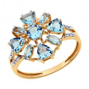 Золотое кольцо Diamant с топазом и фианитом 51-310-02436-1 фото