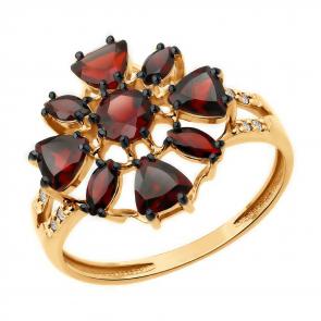 Золотое кольцо Diamant с фианитом и гранатом 51-310-02436-2 фото