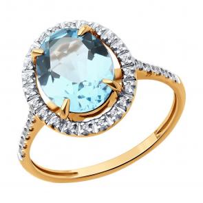 Золотое кольцо Diamant с топазом и фианитом 51-310-02442-1 фото