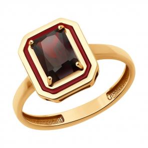 Золотое кольцо Diamant с гранатом и эмалью 51-310-02450-2 фото
