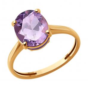 Золотое кольцо Diamant с аметистом и эмалью 51-310-02463-3 фото