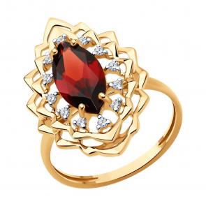 Золотое кольцо Diamant с фианитом и гранатом 51-310-02468-3 фото