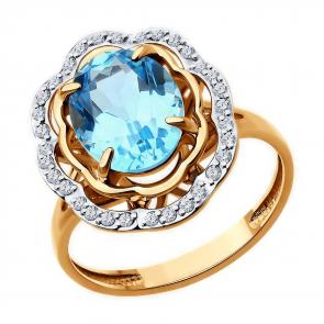 Золотое кольцо Diamant с топазом и фианитом 51-310-02510-1 фото