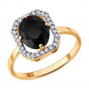 Золотое кольцо Diamant с фианитом и агатом 51-310-02699-1 фото