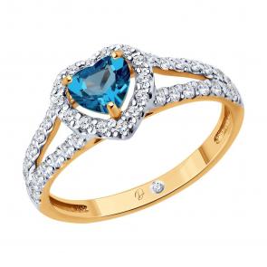 Золотое кольцо Diamant с бриллиантом и Лондон топазом 51-310-02957-1 фото