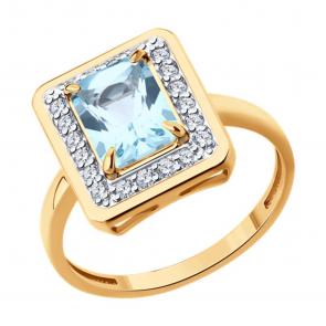 Золотое кольцо Diamant с топазом и фианитом 51-310-02962-2 фото