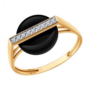 Золотое кольцо Diamant с фианитом и агатом 51-310-03030-1 фото