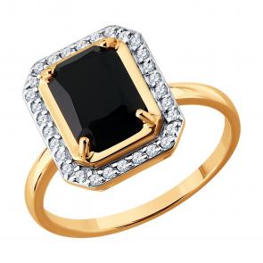 Золотое кольцо Diamant с фианитом и агатом 51-310-03032-1 фото