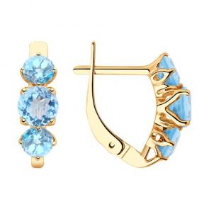 Золотые серьги Diamant с топазом 51-320-00293-1 фото