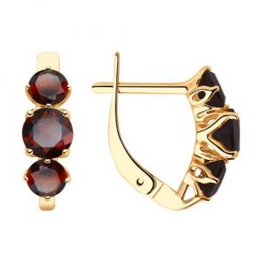 Золотые серьги Diamant с гранатом 51-320-00293-2 фото