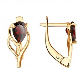 Золотые серьги Diamant с гранатом 51-320-00973-2 фото