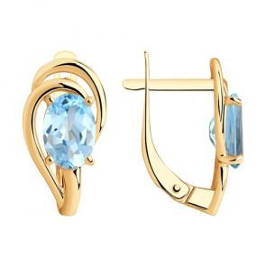 Золотые серьги Diamant с топазом 51-320-00984-1 фото