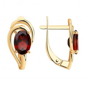 Золотые серьги Diamant с гранатом 51-320-00984-2 фото