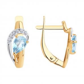 Золотые серьги Diamant с топазом и фианитом 51-320-01020-1 фото