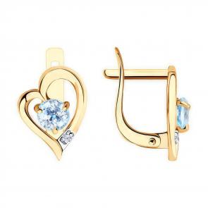 Золотые серьги Diamant с топазом и фианитом 51-320-01316-1 фото