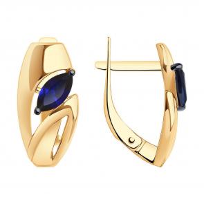 Золотые серьги Diamant с сапфировым корундом 51-320-01444-2 фото