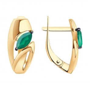 Золотые серьги Diamant с агатом 51-320-01444-3 фото