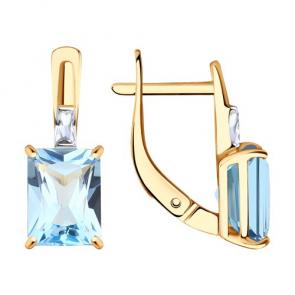Золотые серьги Diamant с топазом и фианитом 51-320-01552-1 фото