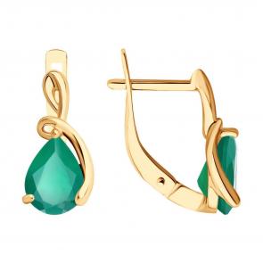 Золотые серьги Diamant с агатом 51-320-01560-3 фото