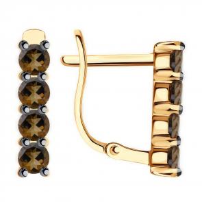 Золотые серьги Diamant с раухтопазом 51-320-01632-5 фото