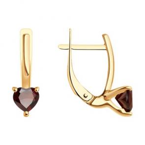 Золотые серьги Diamant с гранатом 51-320-01741-2 фото