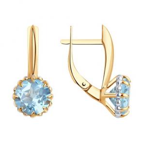 Золотые серьги Diamant с топазом 51-320-01761-1 фото