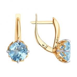 Золотые серьги Diamant с топазом 51-320-01763-1 фото