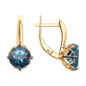 Золотые серьги Diamant с Лондон топазом 51-320-01763-2 фото