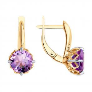Золотые серьги Diamant с аметистом 51-320-01763-4 фото