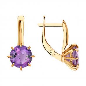Золотые серьги Diamant с аметистом 51-320-01765-2 фото