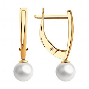 Золотые серьги Diamant с жемчугом 51-320-01781-1 фото