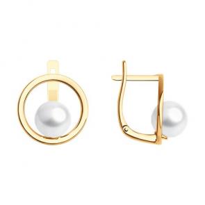 Золотые серьги Diamant с жемчугом 51-320-01796-1 фото