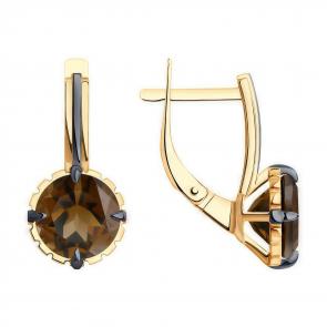 Золотые серьги Diamant с раухтопазом 51-320-01845-3 фото