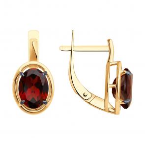 Золотые серьги Diamant с гранатом 51-320-01927-2 фото