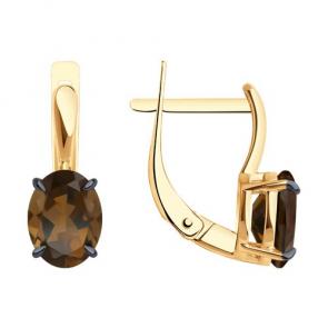 Золотые серьги Diamant с раухтопазом 51-320-01929-5 фото