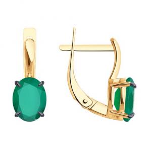 Золотые серьги Diamant с агатом 51-320-01929-6 фото